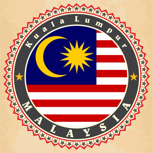 Vintage label cards of Malaysia flag. — Stock Vector