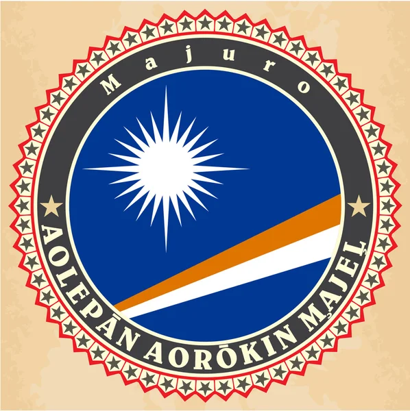 Cartes d'étiquettes vintage du drapeau des Îles Marshall . — Image vectorielle