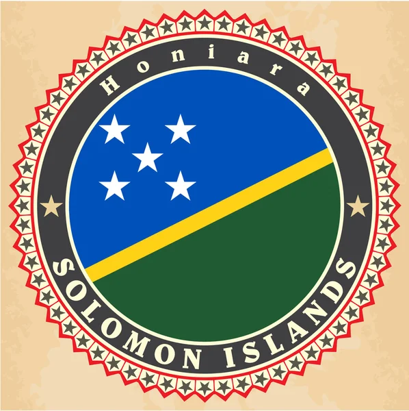 Etikettenkarten von Solomon Islands Flagge. — Stockvektor