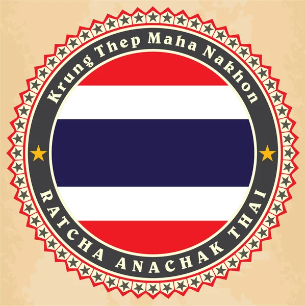 Tarjetas de etiqueta vintage de bandera de Tailandia . — Vector de stock