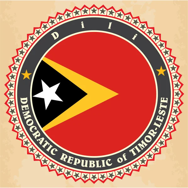 Tarjetas de etiqueta vintage de bandera de Timor Oriental . — Archivo Imágenes Vectoriales