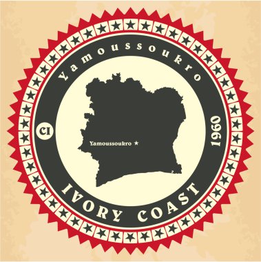 Fildişi Sahili kartların Vintage etiket sticker.