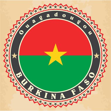 burkina faso bayrağının Vintage etiket kartları. 