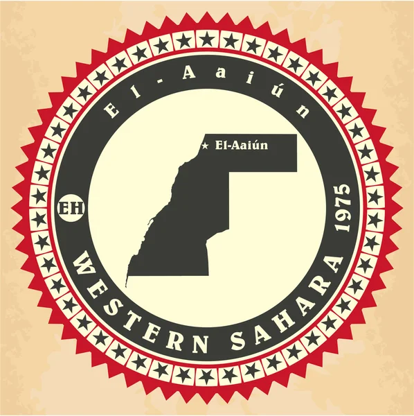 Vintage label-sticker cards of Western Sahara. — Stock Vector