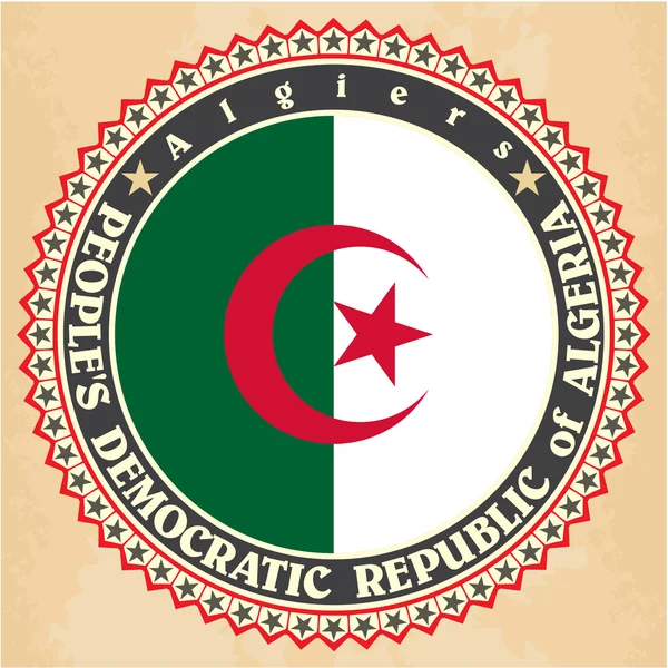Vintage label cards of Algeria flag. — Stock Vector