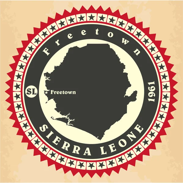 Ročník label samolepka karty sierra Leone. — Stockový vektor
