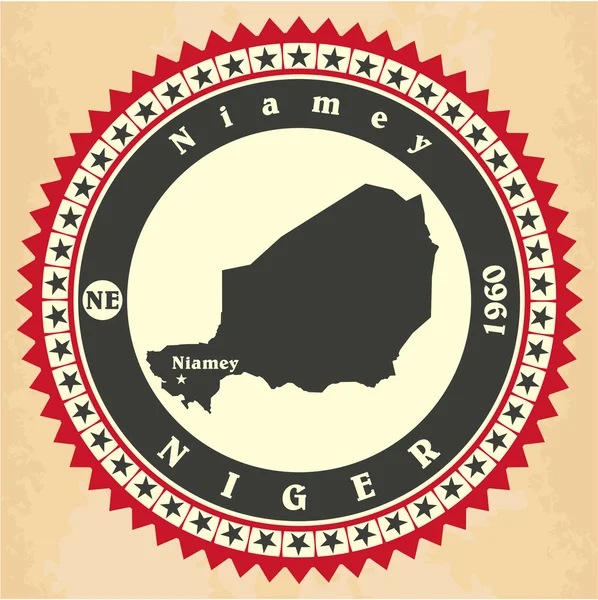 Vintage etiket-sticker kaarten van niger. — Stockvector