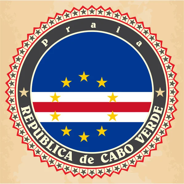 Tarjetas de etiqueta vintage de bandera de Cabo Verde . — Archivo Imágenes Vectoriales