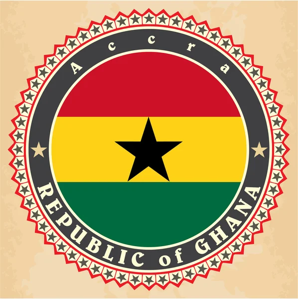 Vintage label kaarten van ghana vlag. — Stockvector