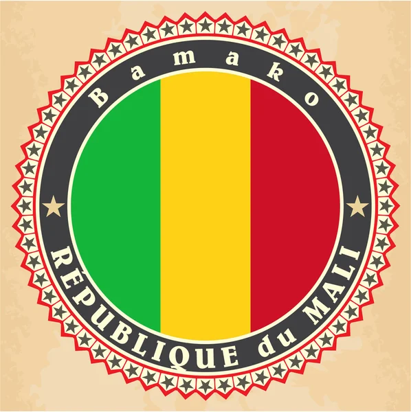 Cartões de etiqueta vintage da bandeira do Mali . — Vetor de Stock