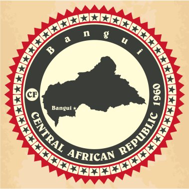 Vintage etiket-sticker kaarten van Centraal-Afrikaanse Republiek. 