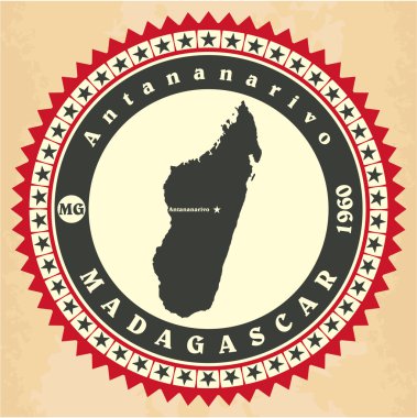 Vintage etiket etiket kartları Madagaskar. 