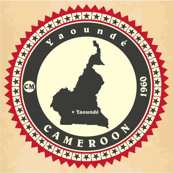 Wzór etykiety naklejki karty Kamerunu. — Wektor stockowy
