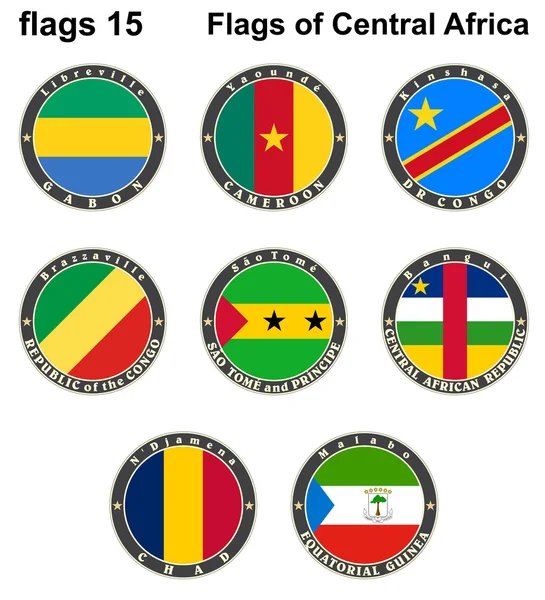 Drapeaux du monde. Afrique centrale . — Image vectorielle