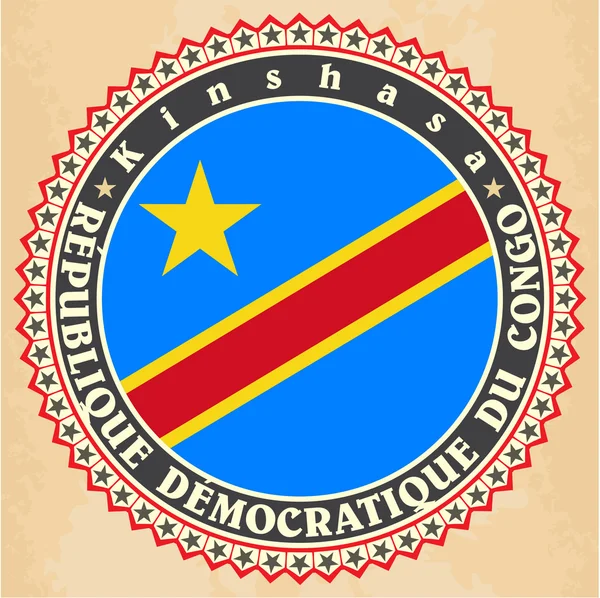 Etichette vintage della Repubblica Democratica del Congo bandiera . — Vettoriale Stock