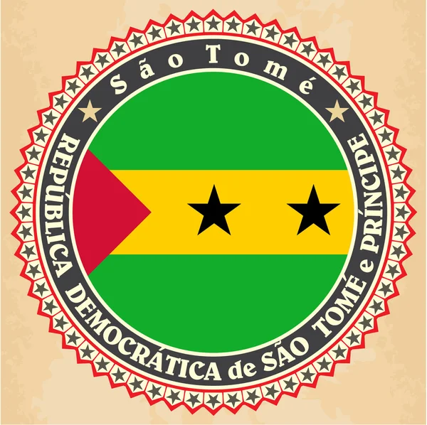 Vintage label kaarten van sao Tomé en principe vlag. — Stockvector