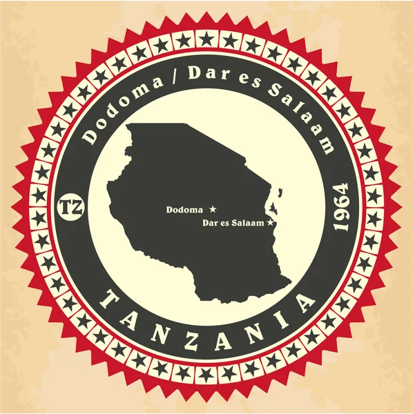 Tarjetas adhesivas de etiqueta vintage de Tanzania . — Archivo Imágenes Vectoriales