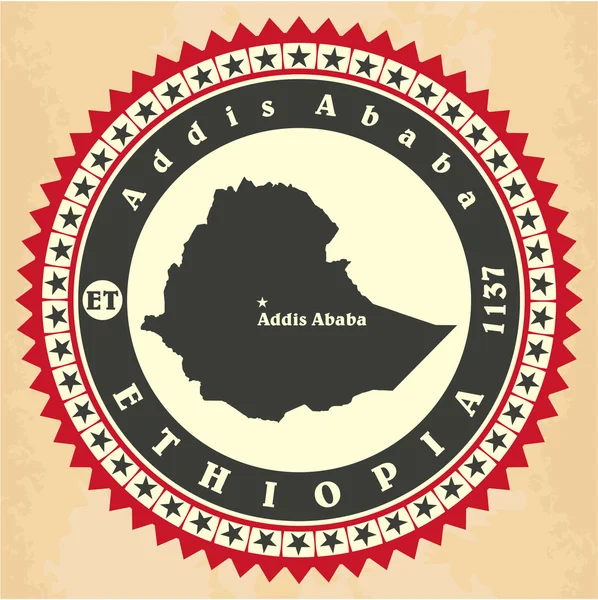 Tarjetas adhesivas de etiqueta vintage de Etiopía . — Archivo Imágenes Vectoriales