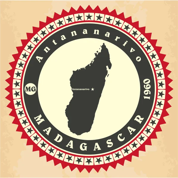 Vintage-Aufkleberkarten von Madagaskar. — Stockvektor