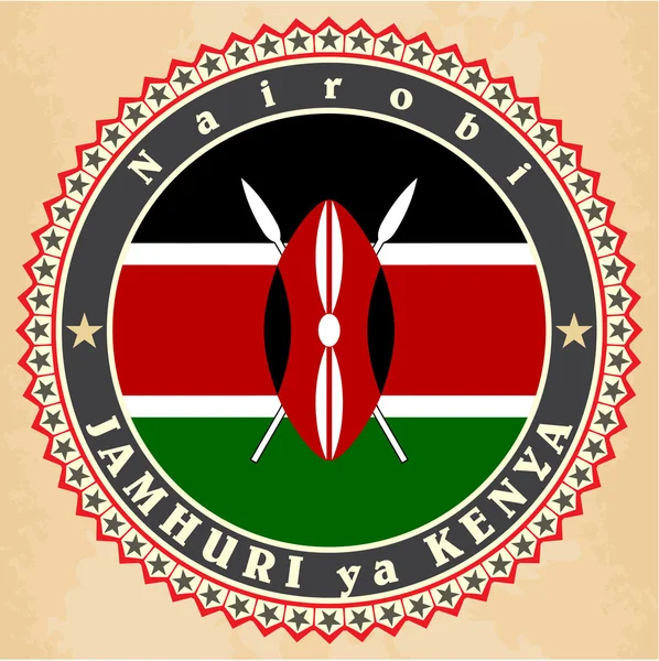 Alte Etikettenkarten der kenianischen Flagge. — Stockvektor