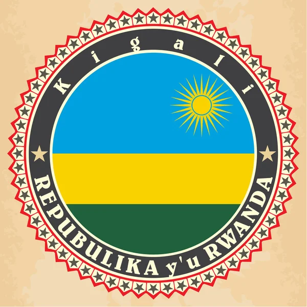 Vintage label kaarten van rwanda vlag. — Stockvector