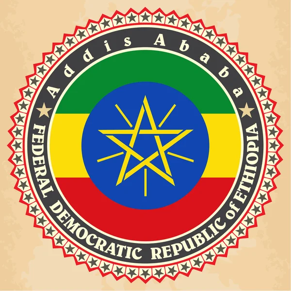 Vintage label kaarten van Ethiopië vlag. — Stockvector