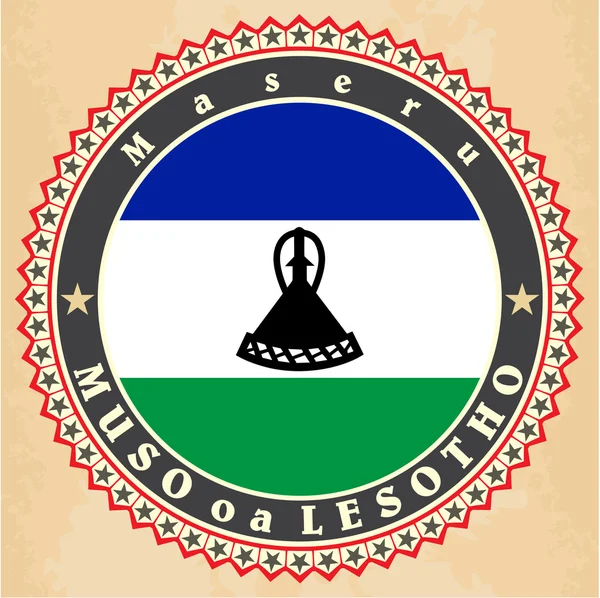 Tarjetas de etiqueta vintage de bandera de Lesotho . — Vector de stock