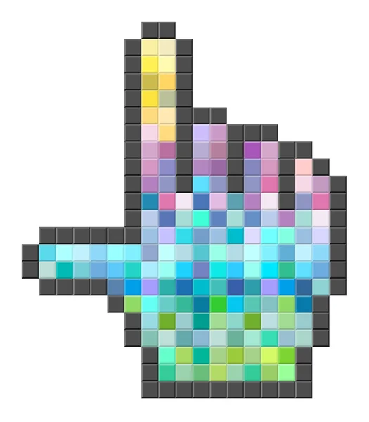 Colorful pixelated computer cursor. — Stock Vector