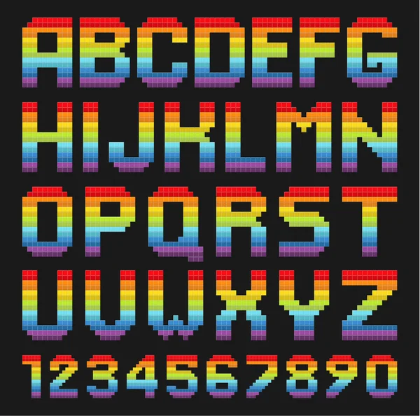 Ensemble alphabet coloré. Carrés arrondis arc-en-ciel . — Image vectorielle
