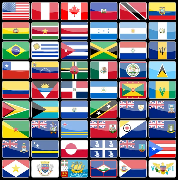 Elementos de los iconos del diseño banderas del continente de América . — Archivo Imágenes Vectoriales