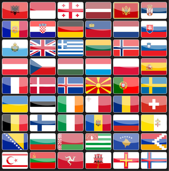 Elements of design icons flags of the countries of Europe. 