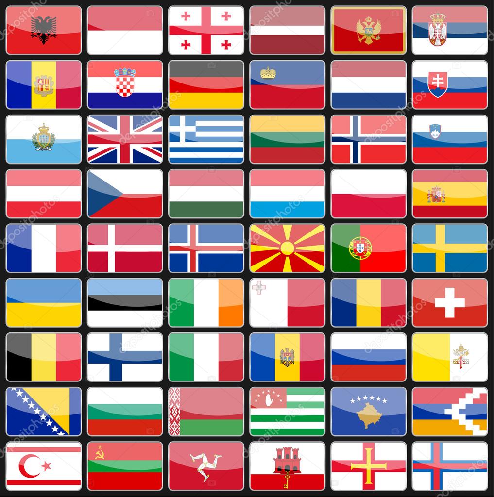 Elements of design icons flags of the countries of Europe. 