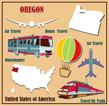 düz oregon ABD hava seyahat araba ve tren Haritası.