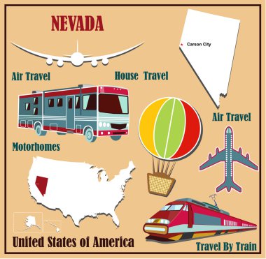 düz nevada ABD hava seyahat araba ve tren Haritası. 