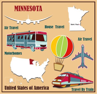 minnesota ABD hava seyahat araba ve tren için düz Haritası. 