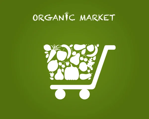 Organic _ market _ shopping _ cart — Vettoriale Stock