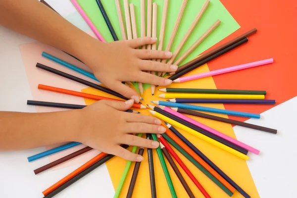 Hands and pencils — Stock Photo, Image