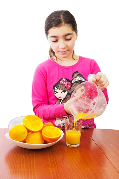 Girl and juicer — Stock Photo, Image
