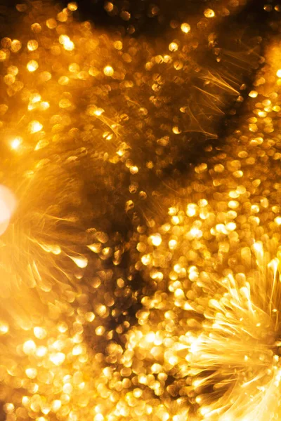 Αφηρημένο Και Εορταστικό Φόντο Χρυσά Κίτρινα Φώτα Εστιασμένα Θολά Φώτα — Φωτογραφία Αρχείου