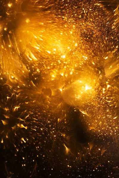 Abstrakcyjne Świąteczne Tło Złotymi Żółtymi Światłami Brak Ostrości Nieostre Światła — Zdjęcie stockowe