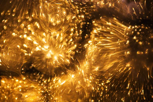Abstract Festive Background Golden Yellow Lights Focused Blurred Lights — Stock Photo, Image