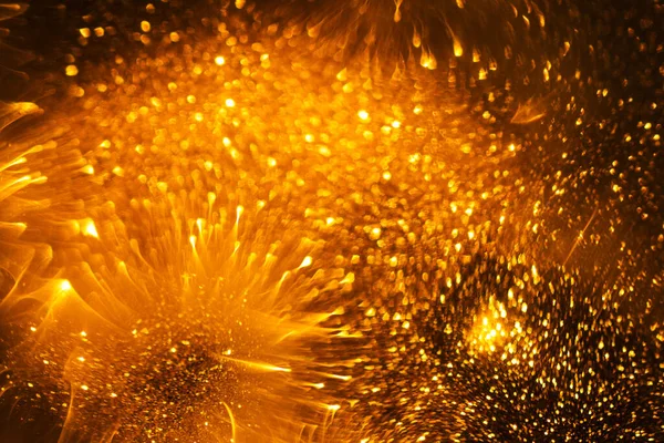 Абстрактный Праздничный Фон Золотисто Желтыми Огнями Сфокусированные Размытые Огни — стоковое фото