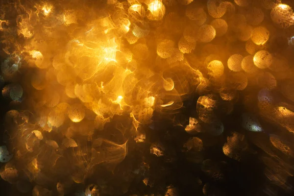Абстрактный Декоративный Фон Золотисто Желтыми Огнями Концепция Внеземной Жизни — стоковое фото