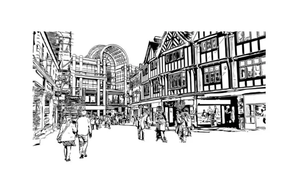 Print Building View Landmark Kingston Staden Kanada Handritad Skiss Illustration — Stock vektor