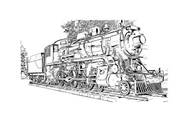 Print Building view with landmark of Kingstown Saint Vincent and the Grenadines 'in başkentidir. Vektörde elle çizilmiş çizim çizimi.