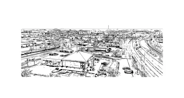 Print Building View Landmark Lexington Stad Kentucky Handritad Skiss Illustration — Stock vektor