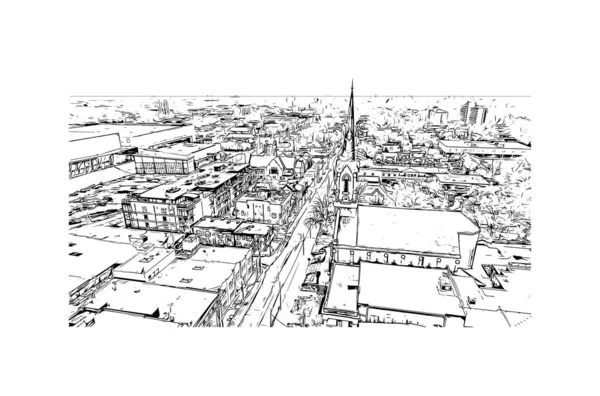 Imprimer Ville Lexington Est Située Dans Kentucky Illustration Dessinée Main — Image vectorielle