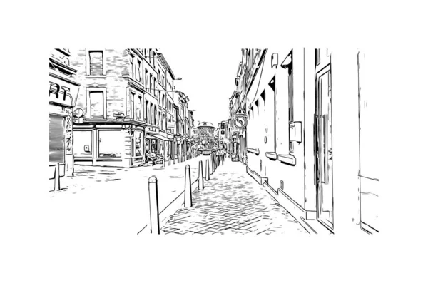 Imprimer Vue Imprenable Sur Liège Est Ville Belgique Illustration Dessinée — Image vectorielle