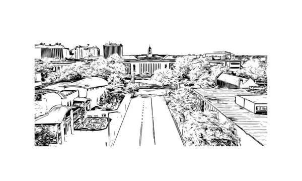 Print Vue Imprenable Sur Lincoln Est Capitale Nebraska Illustration Dessinée — Image vectorielle