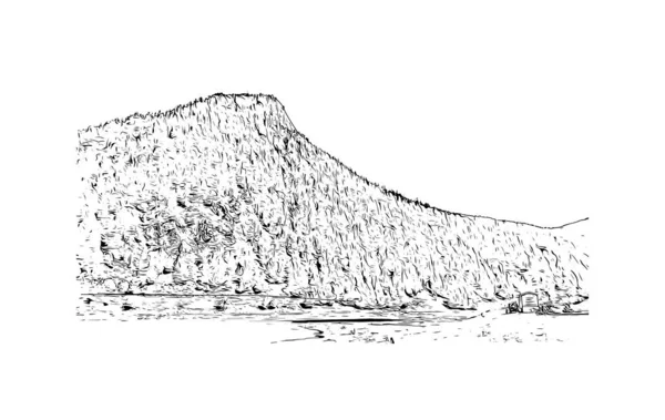 Print Gebouw Uitzicht Met Bezienswaardigheid Van Livigno Stad Italië Handgetekende — Stockvector